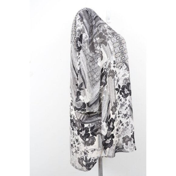 Fig and Flower PLUS 2X Flowy Artsy 3/4 Sleeve Tunic Top Blouse Boho Floral - Picture 2 of 6